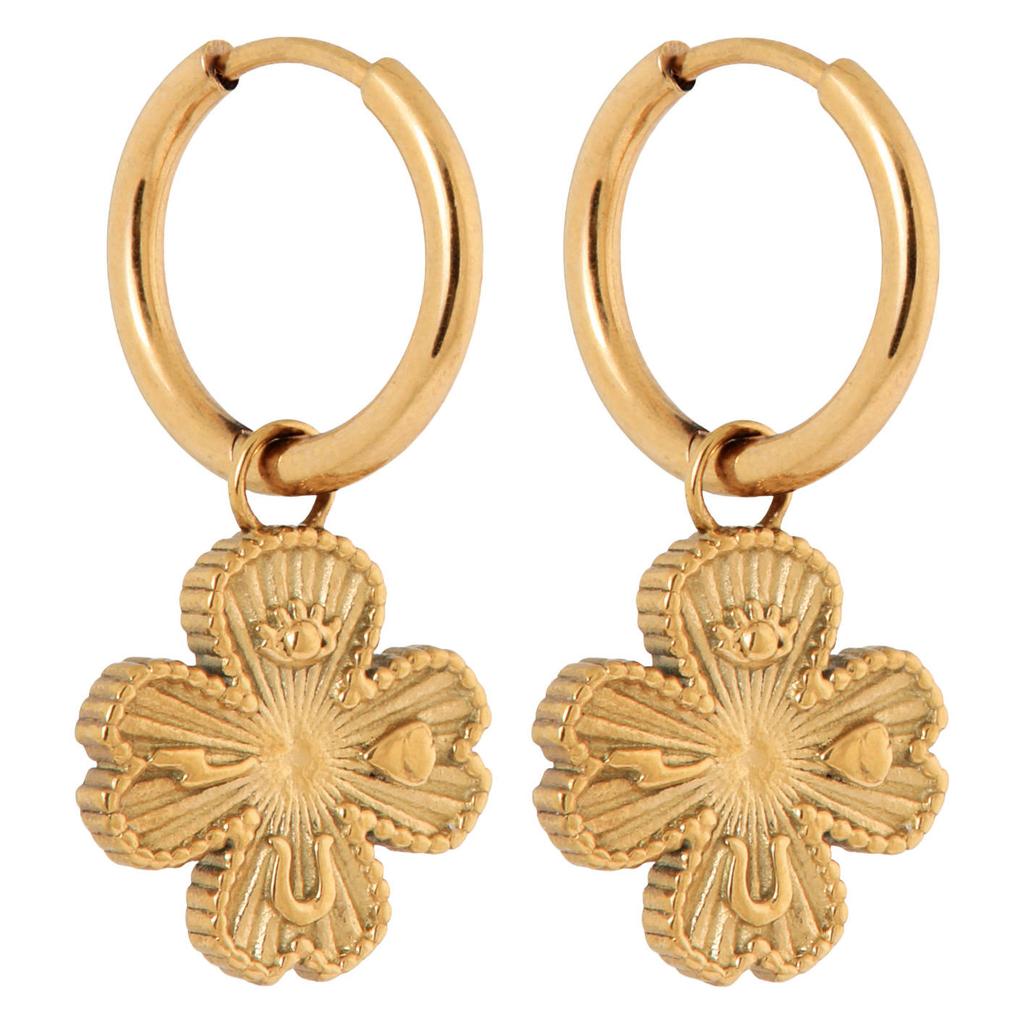 Label Kiki gold plated oorbellen Wish me Luck Hoops
