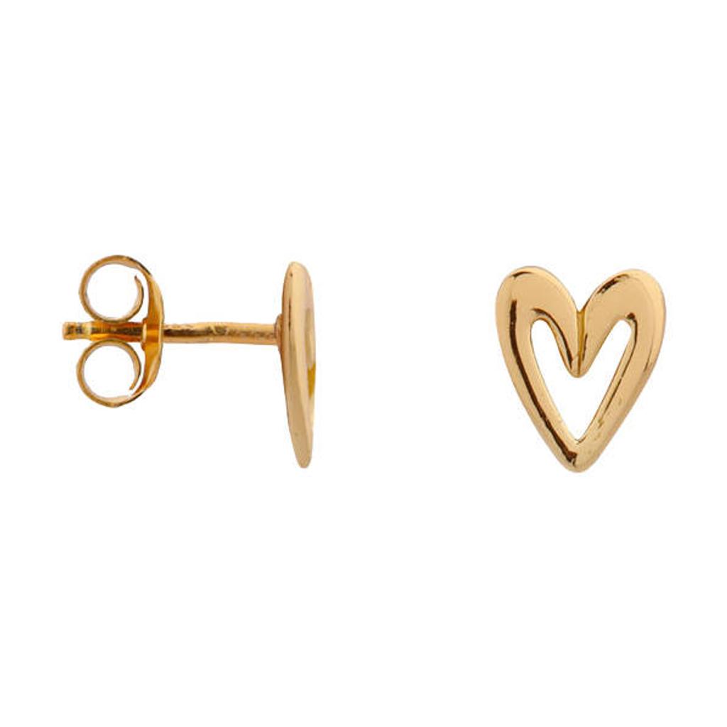 Label Kiki gold plated oorbellen Drawn Heart Studs