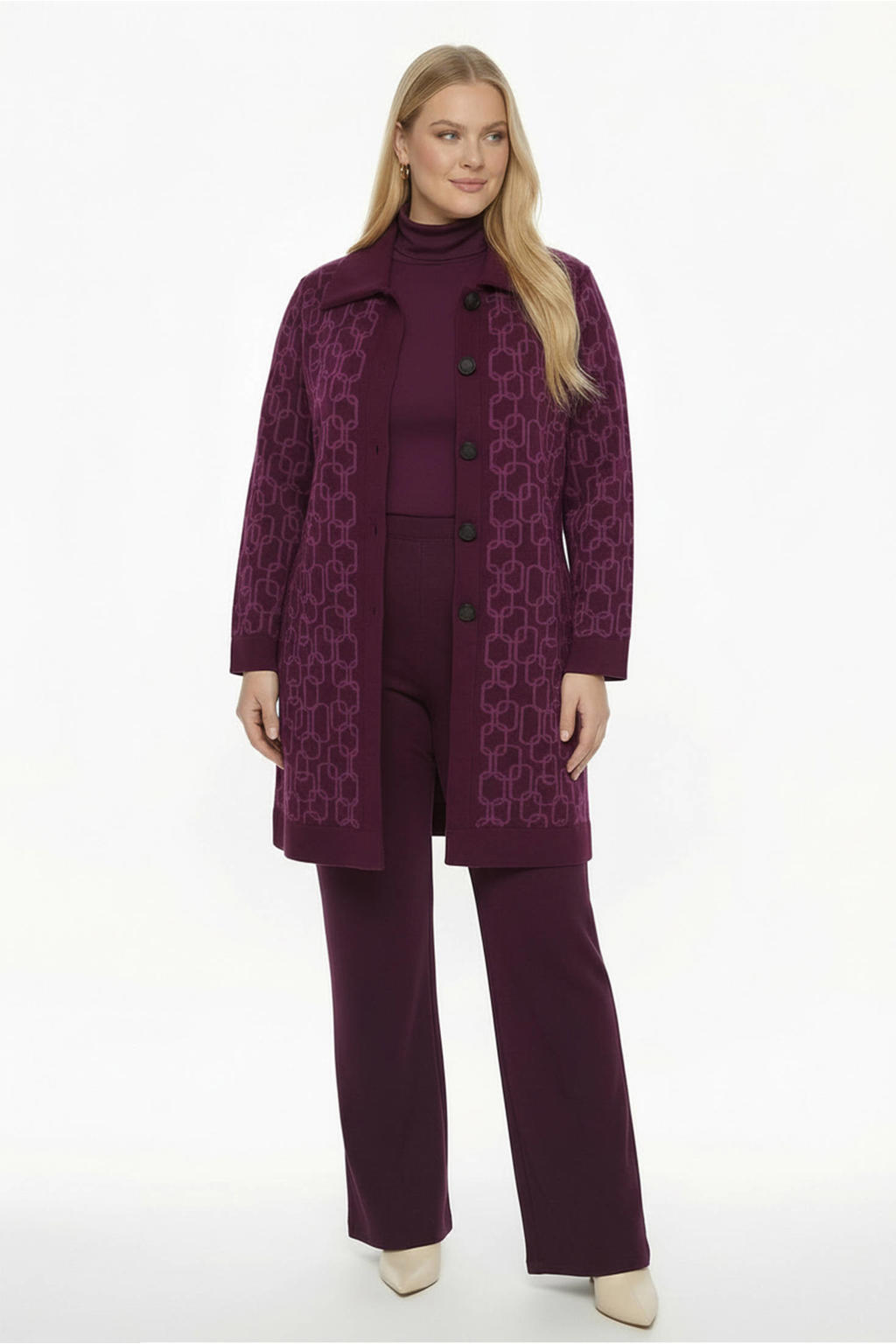 YOEK gebreid vest Plus Size met print - paars