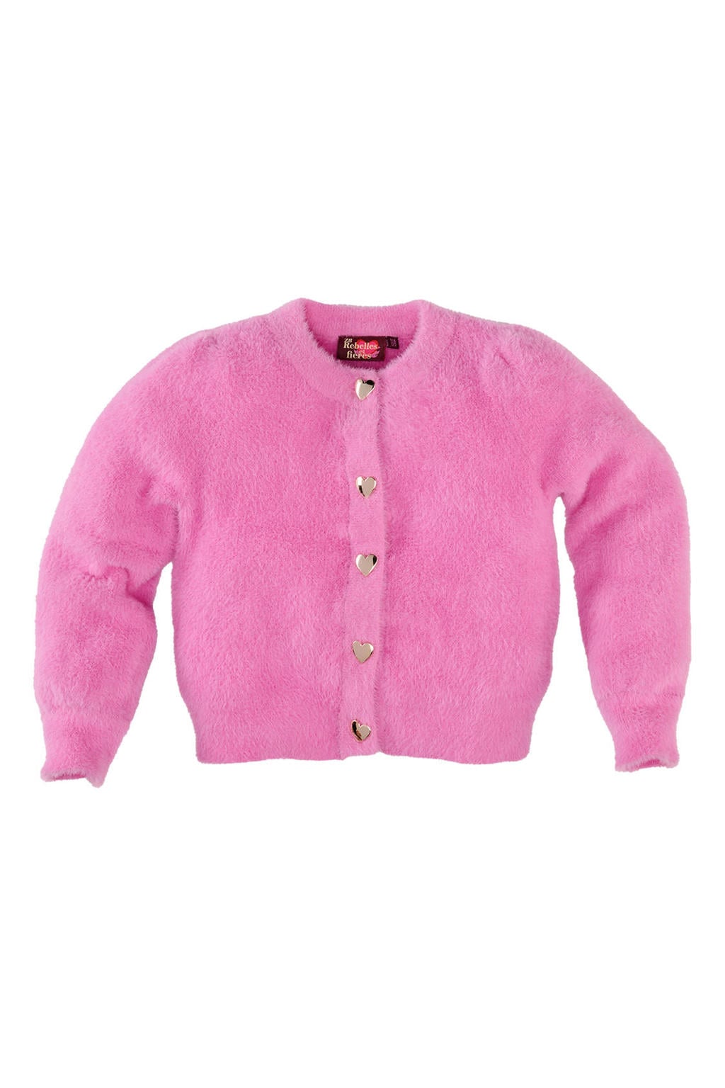 Roze meisjes Z8 kids vest Maggie van polyamide met effen, lange mouwen, ronde hals en knoopsluiting