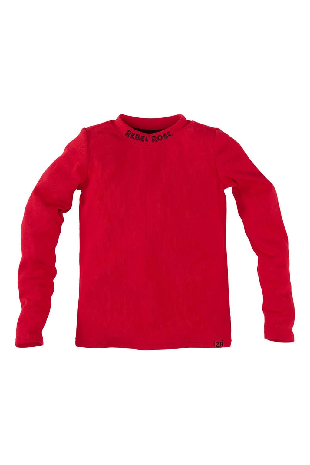 Rode meisjes Z8 kids longsleeve Isalie van stretchkatoen met effen, lange mouwen en opstaande kraag