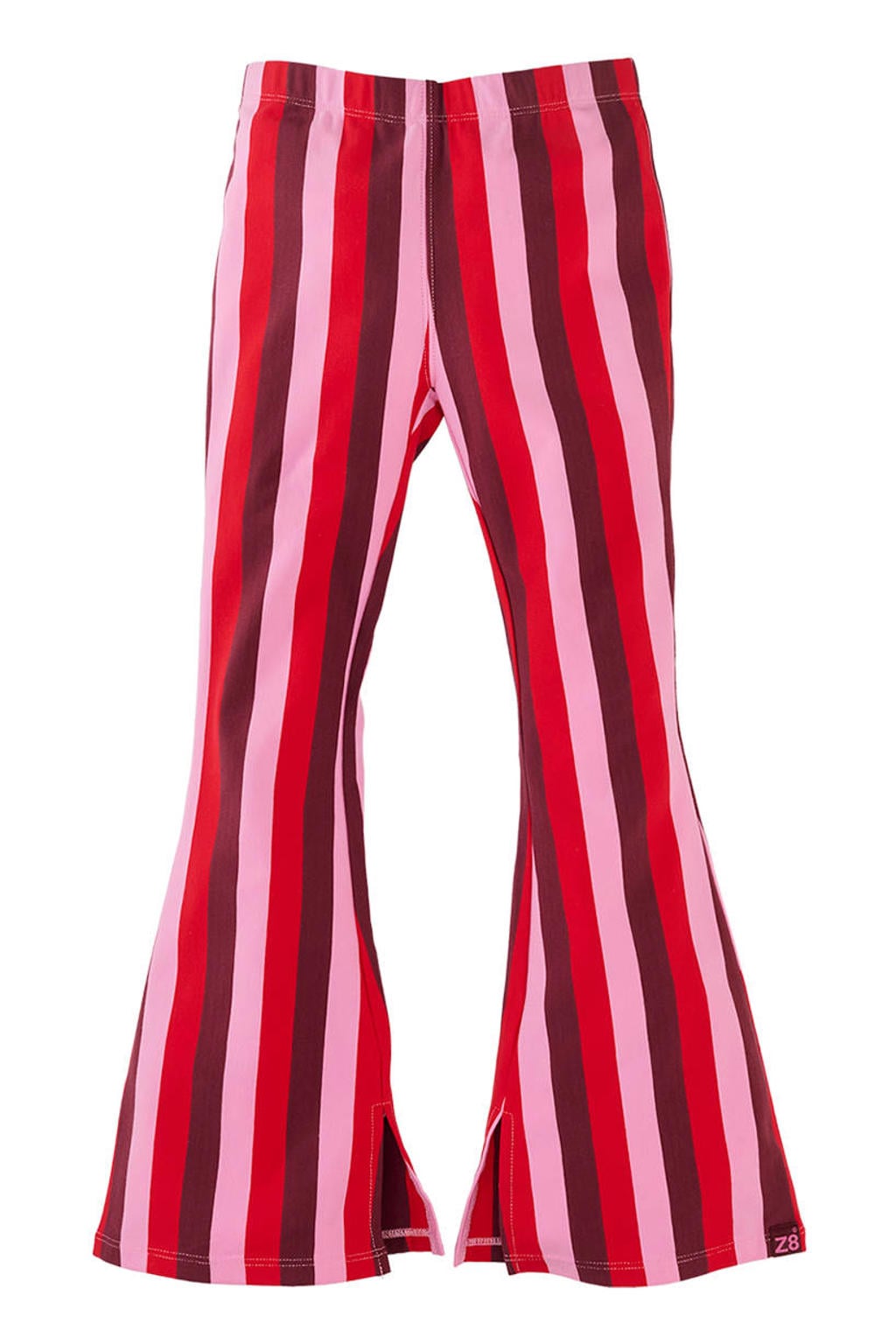 Rood, roze en paarse meisjes Z8 kids flared broek Suus van stretchkatoen met regular waist, elastische tailleband en strepenprint