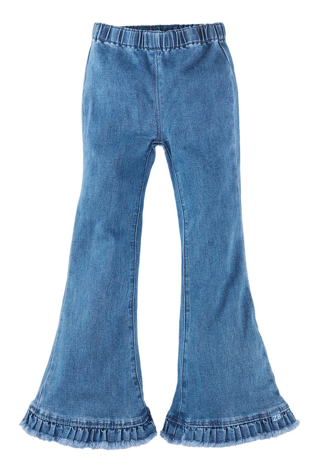 Medium blue denim meisjes Z8 kids Hiba flared jeans mediumblauw van denim met regular waist en effen