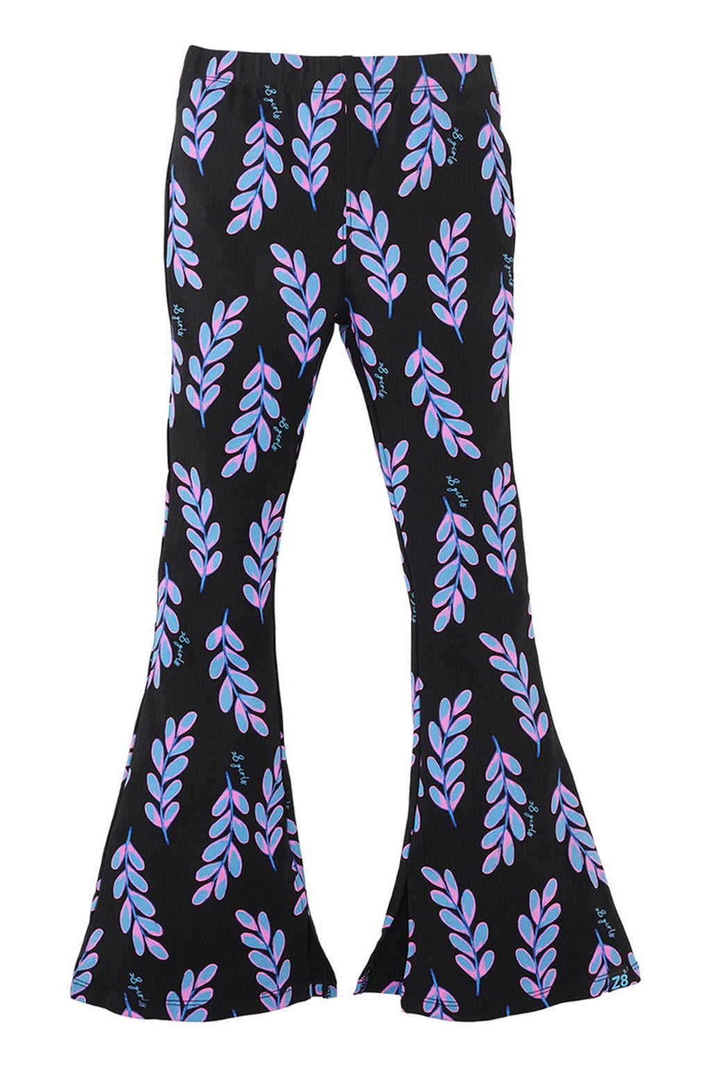 Donkerblauw en roze meisjes Z8 kids flared broek Marie van stretchkatoen met regular waist en elastische tailleband