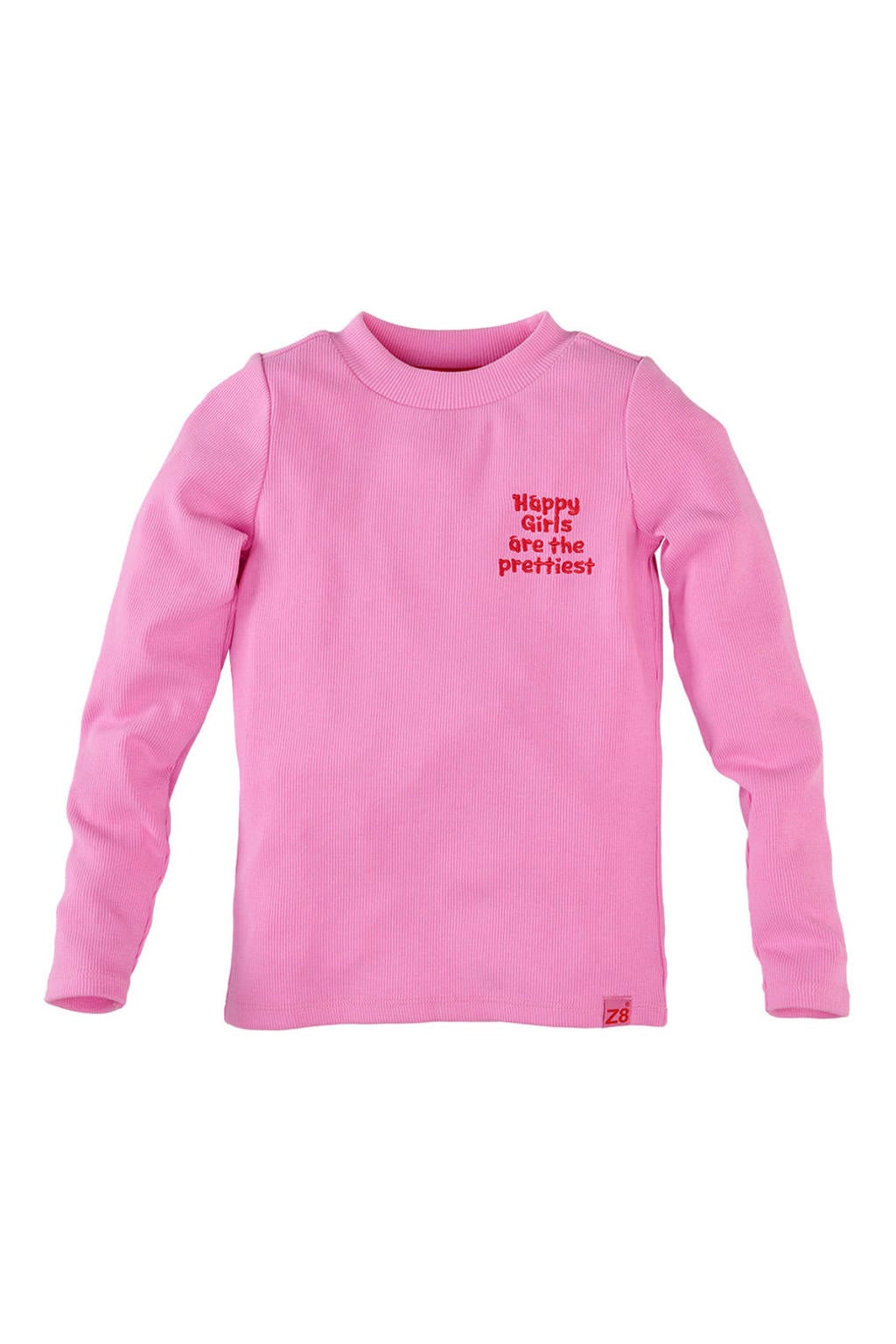 Roze meisjes Z8 kids longsleeve Mies van stretchkatoen met tekst print, lange mouwen, ronde hals en textuur