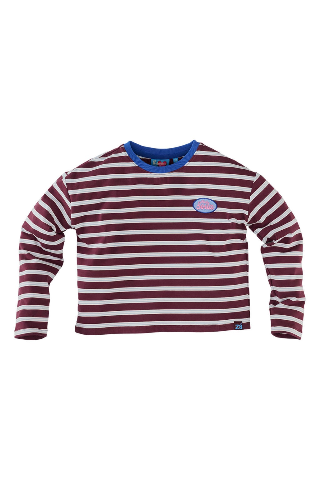 Z8 kids longsleeve Florien donkerrood/lichtblauw