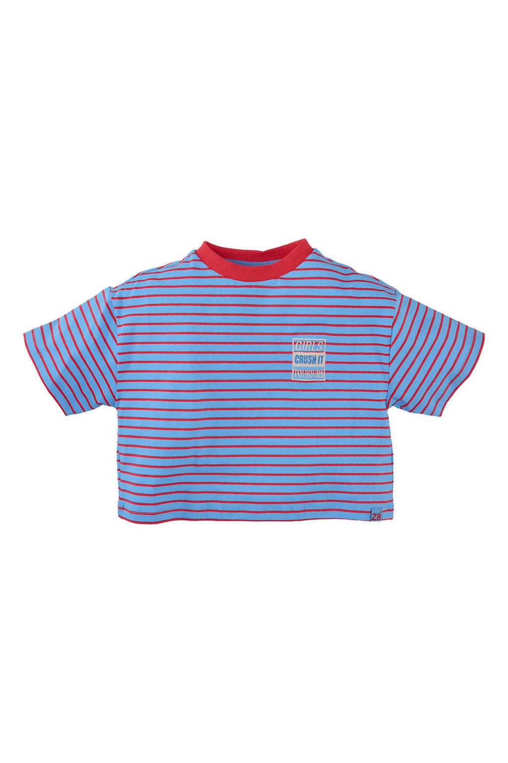 Blauw en rode meisjes Z8 kids T-shirt Dua van stretchkatoen met strepenprint, korte mouwen en ronde hals