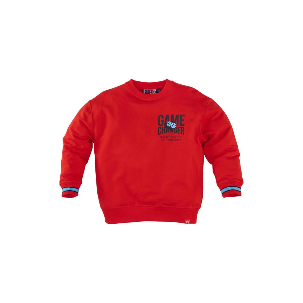 Rode jongens Z8 kids sweater van stretchkatoen met backprint, lange mouwen, ronde hals en geribde boorden