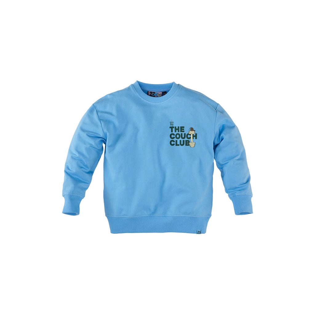 Blauwe jongens Z8 kids sweater Meyer van stretchkatoen met backprint, lange mouwen en ronde hals