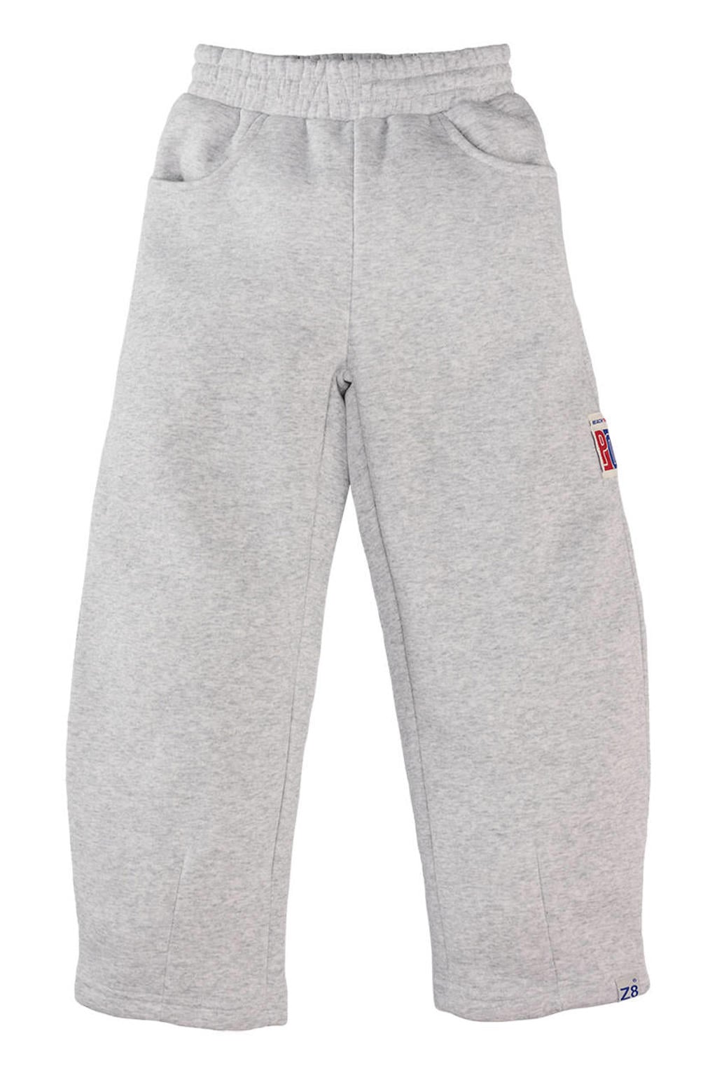 Grijze jongens Z8 kids sweatpants Yann van katoen-polyester met straight fit, elastische tailleband met koord en effen