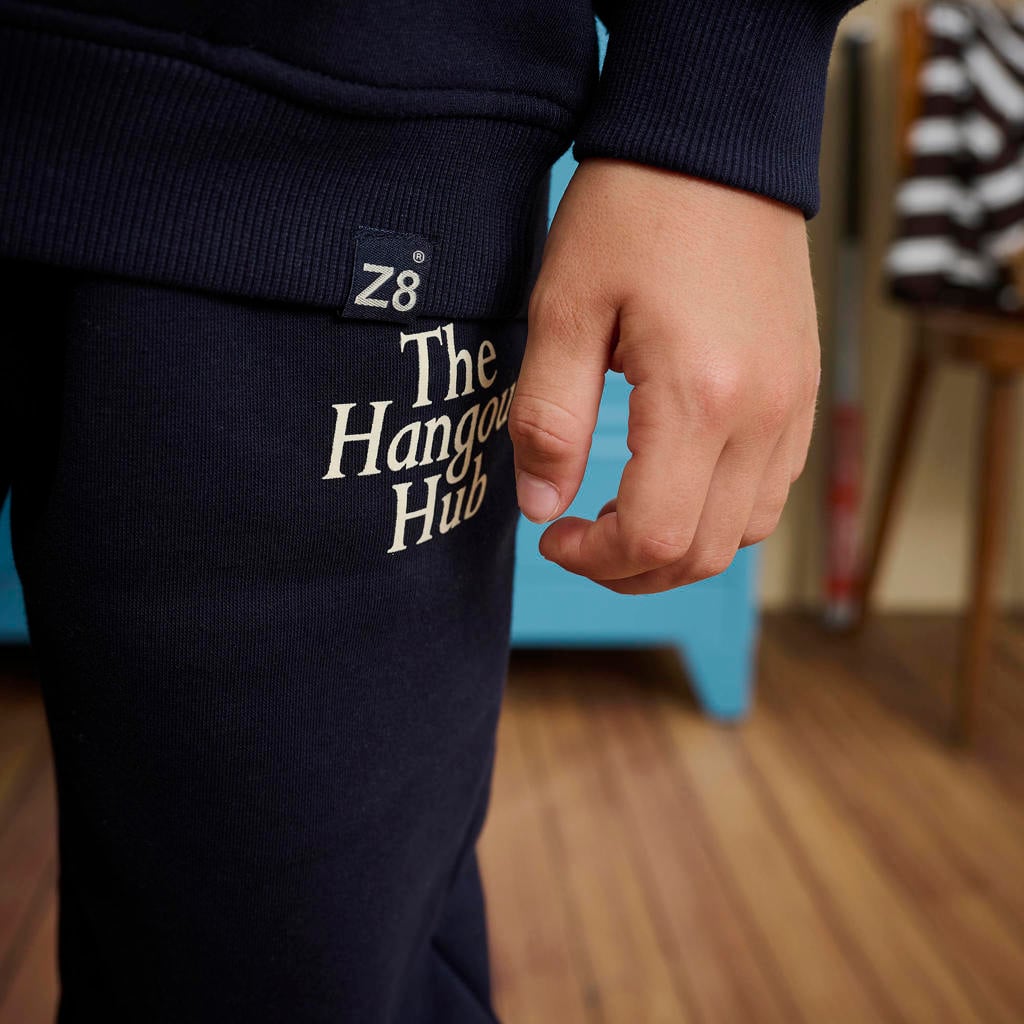 Donkerblauwe jongens Z8 kids sweatpants Baron van katoen-polyester met elastische tailleband met koord en effen