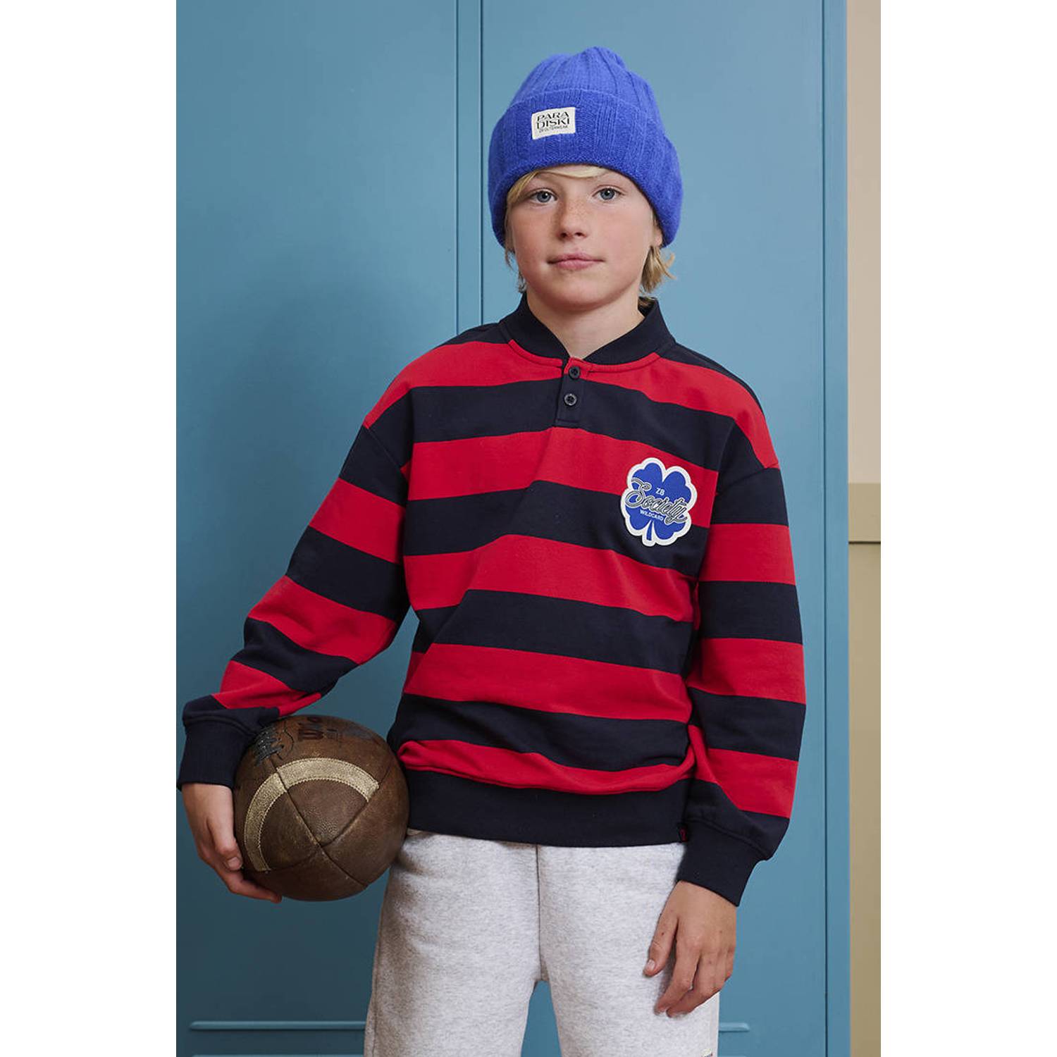 Z8 kids gestreepte sweater marineblauw rood