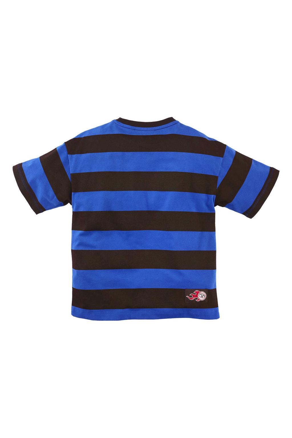 Z8 kids gestreept T-shirt Simeon donkerbruin/blauw