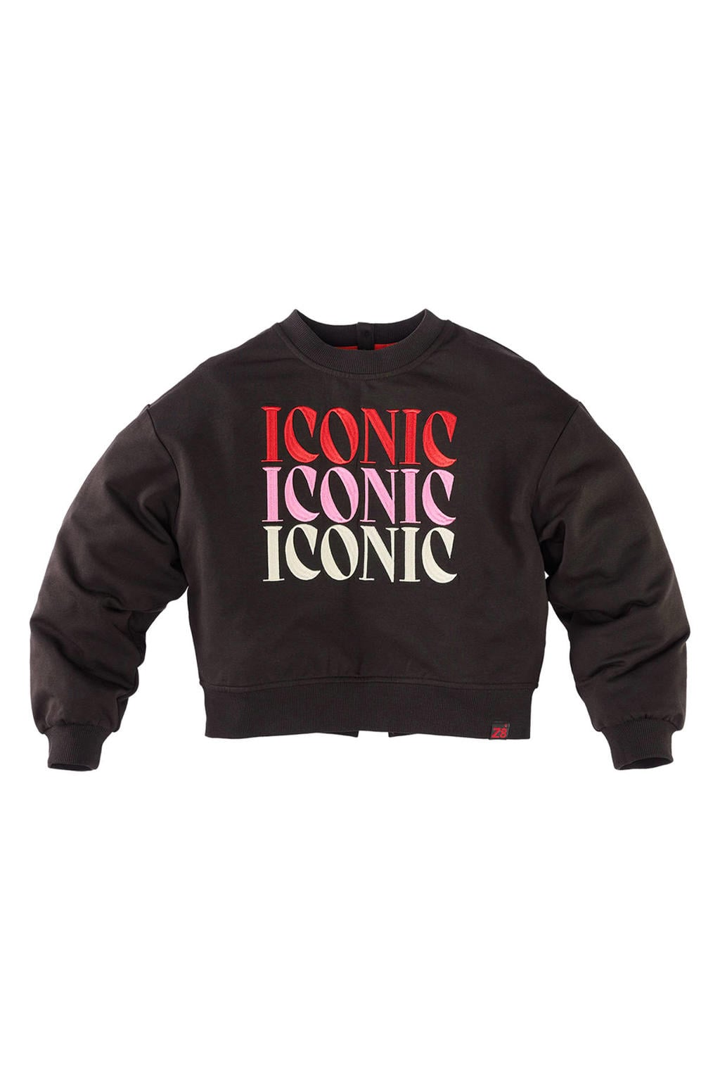 Donkerblauwe meisjes Z8 kids sweater en print met lange mouwen, ronde hals en borduursels