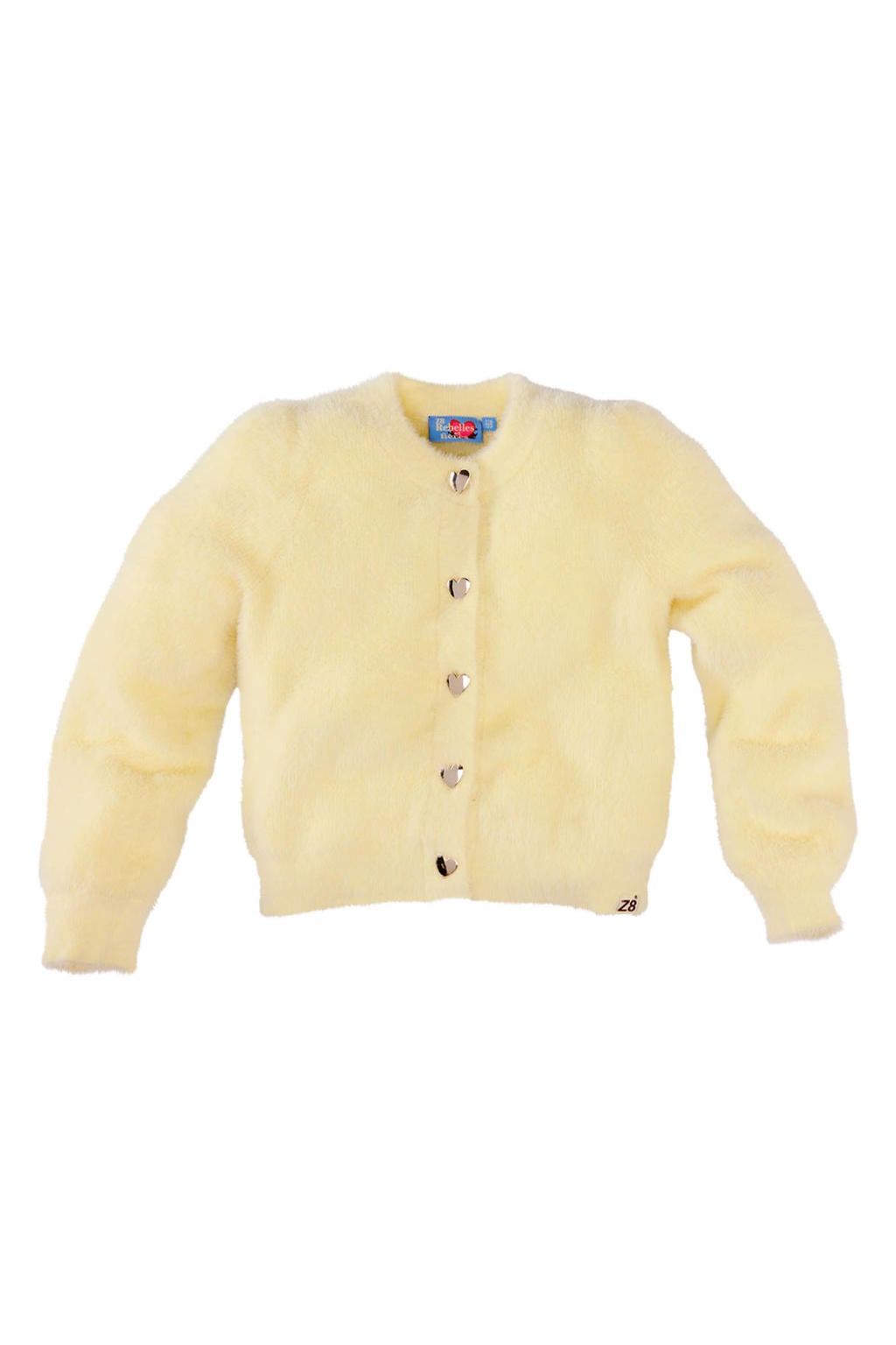 Gele meisjes Z8 kids vest Leia van polyamide met effen, lange mouwen, ronde hals en knoopsluiting