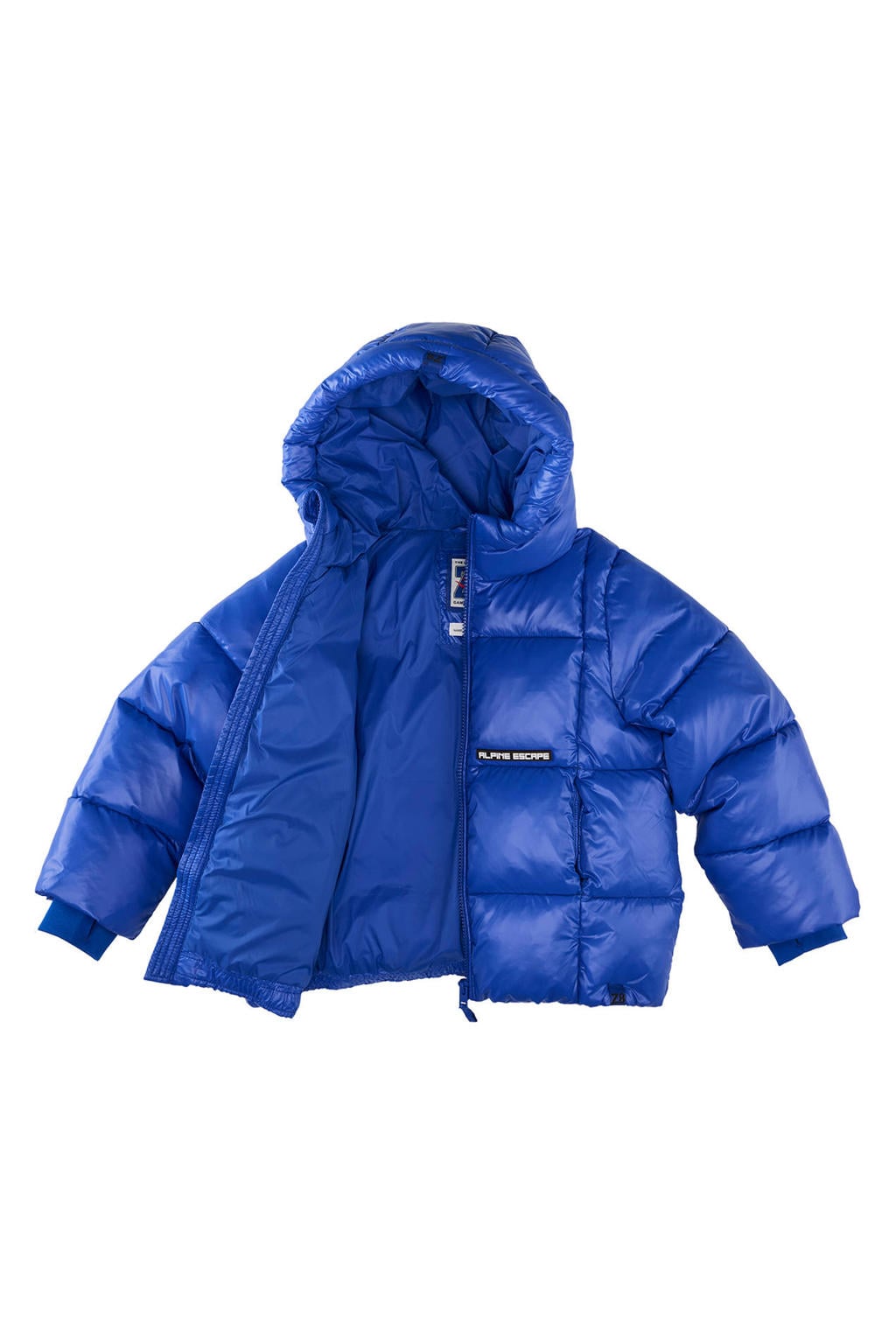 Blauwe jongens Z8 kids gewatteerde winterjas Benso kpbaltblauw van nylon met effen, lange mouwen, capuchon en ritssluiting