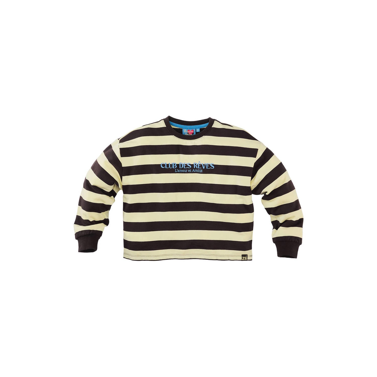 Z8 kids gestreepte sweater donkerbruin lichtgeel