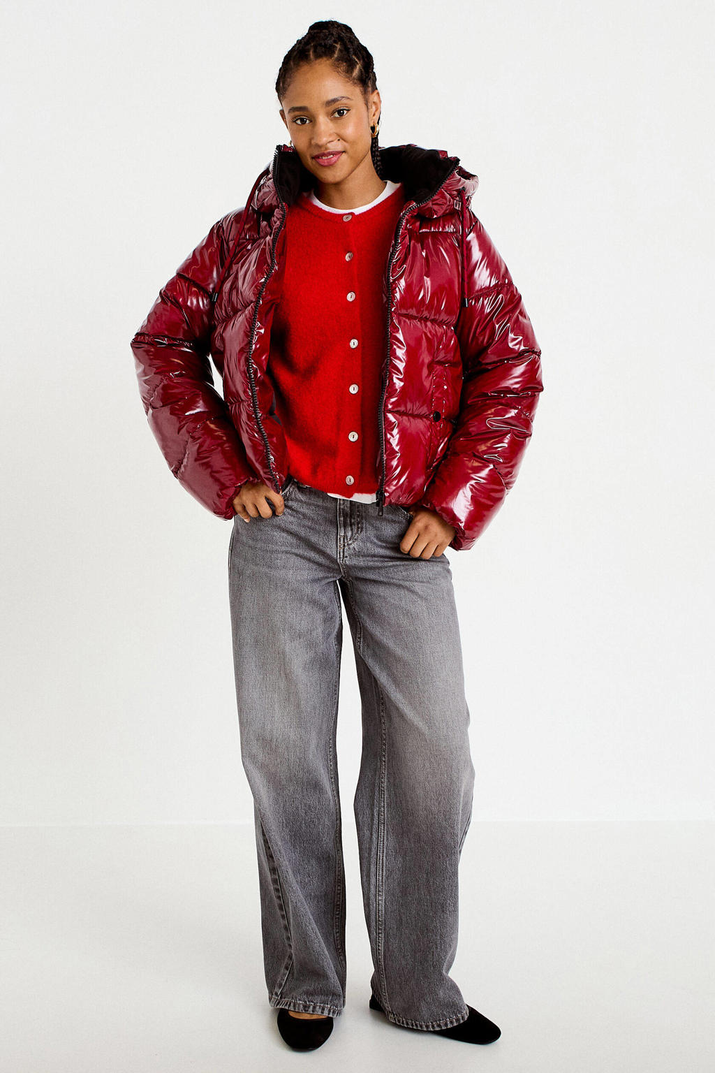 Cache Cache gebreid vest met wol - rood