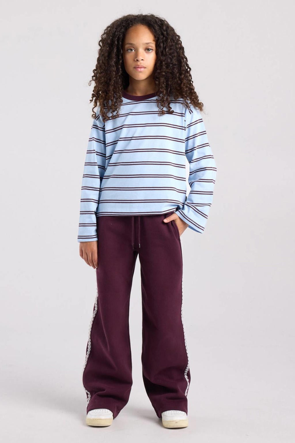 Rode meisjes America Today joggingbroek rood van sweat materiaal met effen