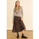 Saint Tropez gestreepte top met ruches - lichtgeel/bruin