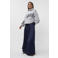 AMAYA Amsterdam satijnen maxi rok met ceintuur en split - donkerblauw