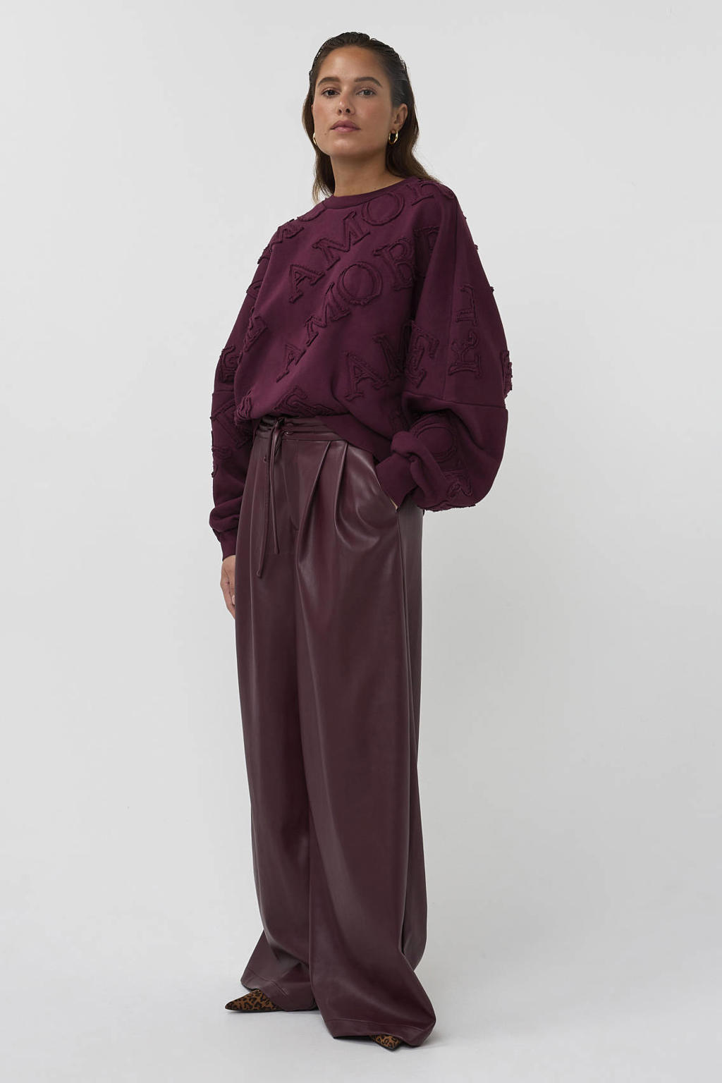 AMAYA Amsterdam katoenen sweater met print - donkerrood