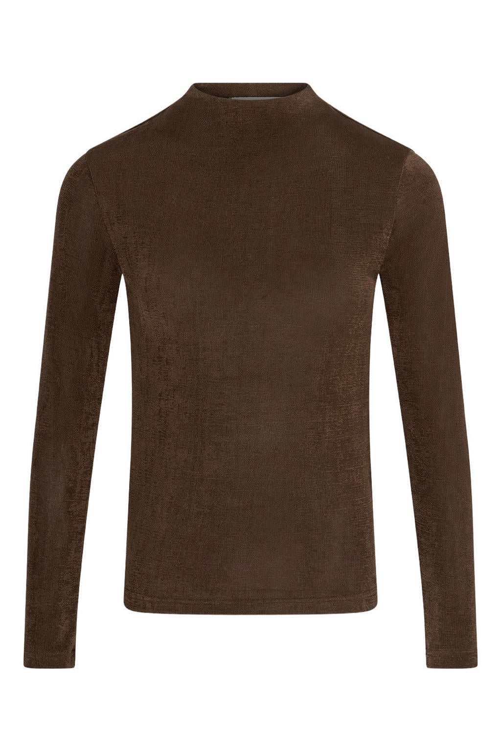 Donkerblauwe dames AMAYA Amsterdam top van polyester met effen, lange mouwen, ronde hals en glimmend detail