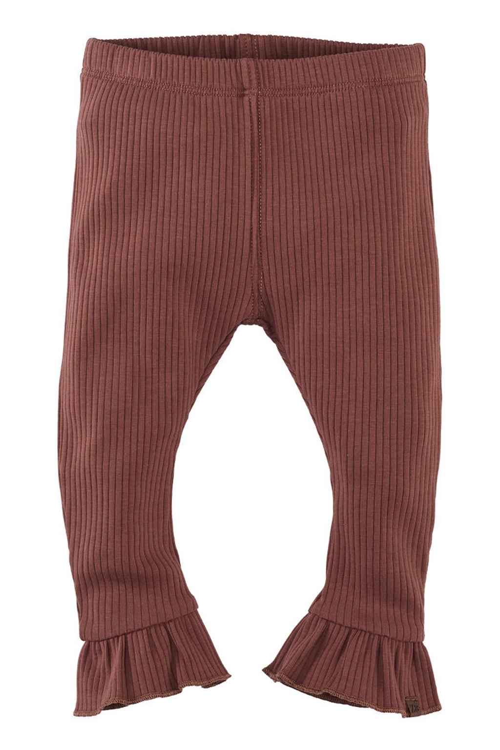 Bruine meisjes Z8 newborn legging van stretchkatoen met elastische tailleband en effen