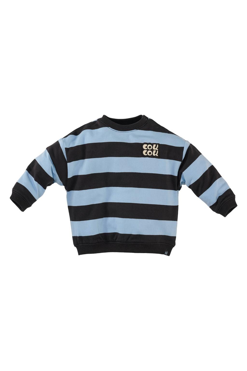 Z8 newborn gestreepte sweater - donkerbruin/lichtblauw