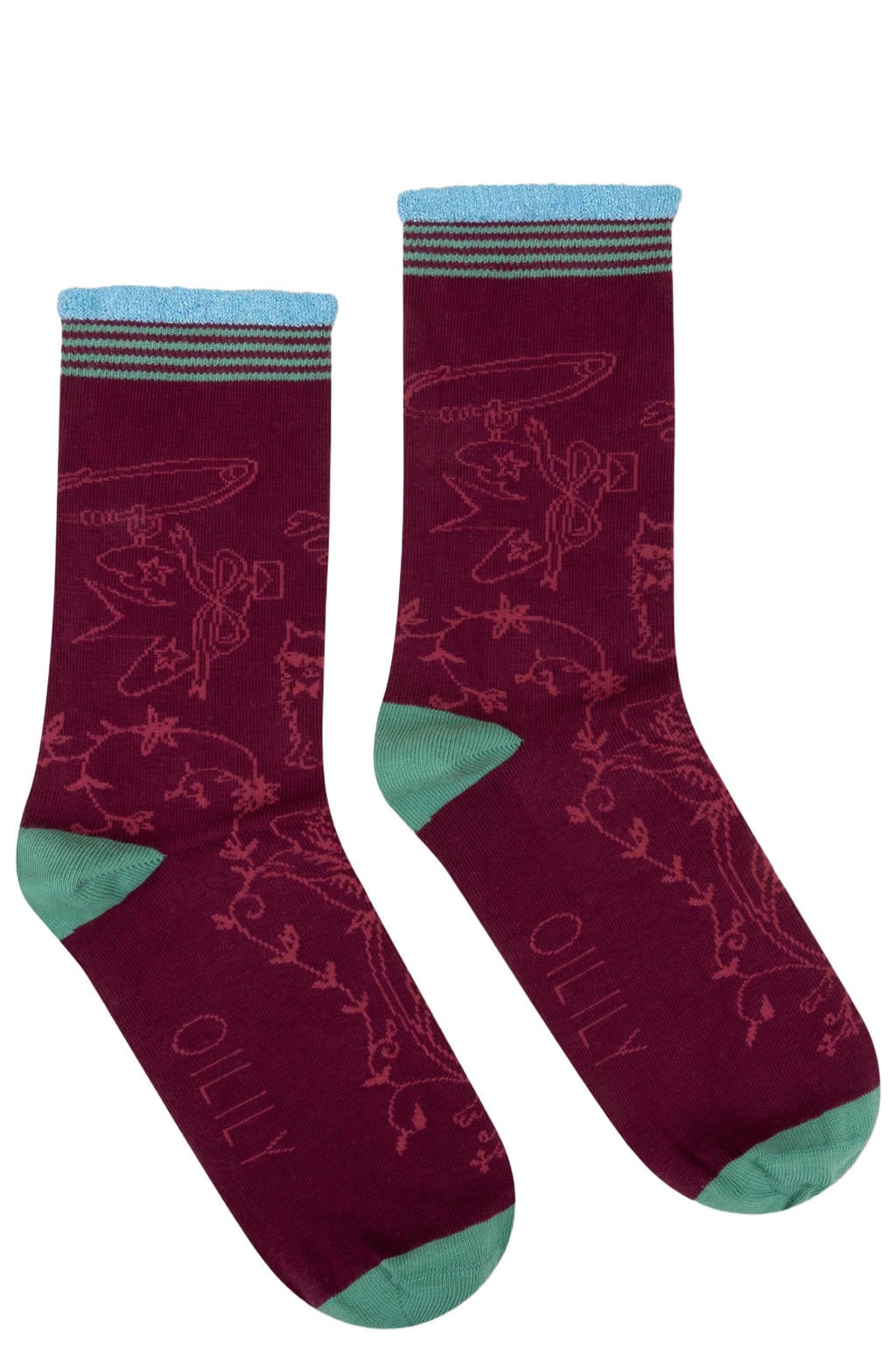 Oilily sokken Asockies bordeauxrood