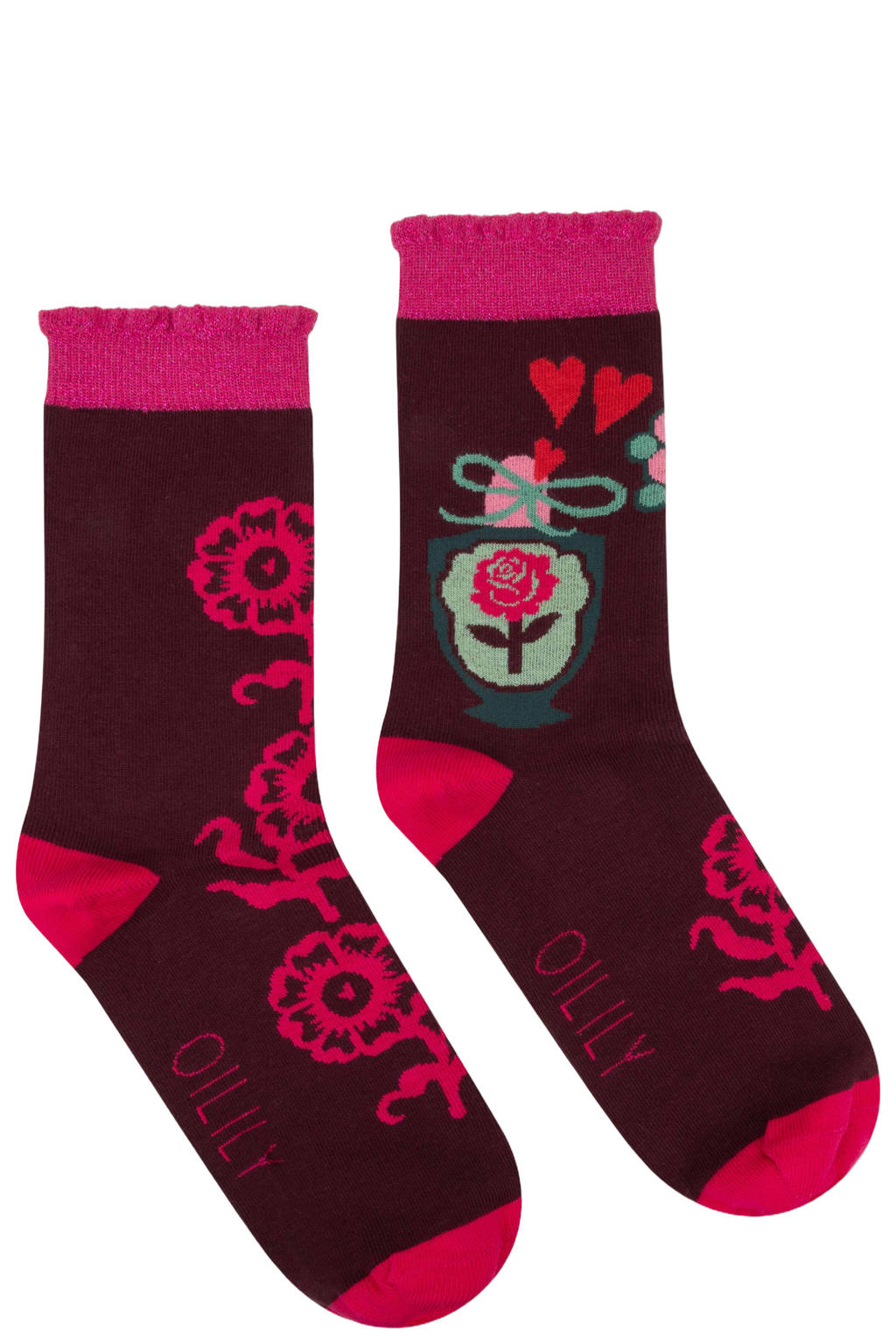 Oilily sokken Asockies bordeauxrood