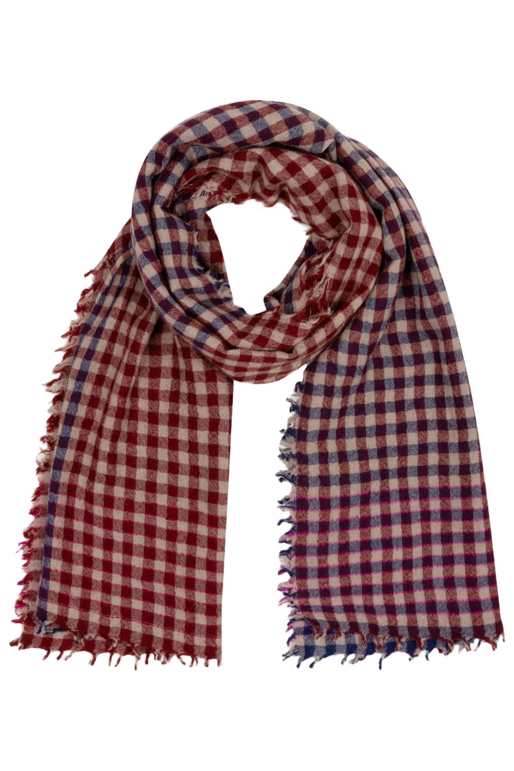 Oilily geruite sjaal Aurore donkerrood
