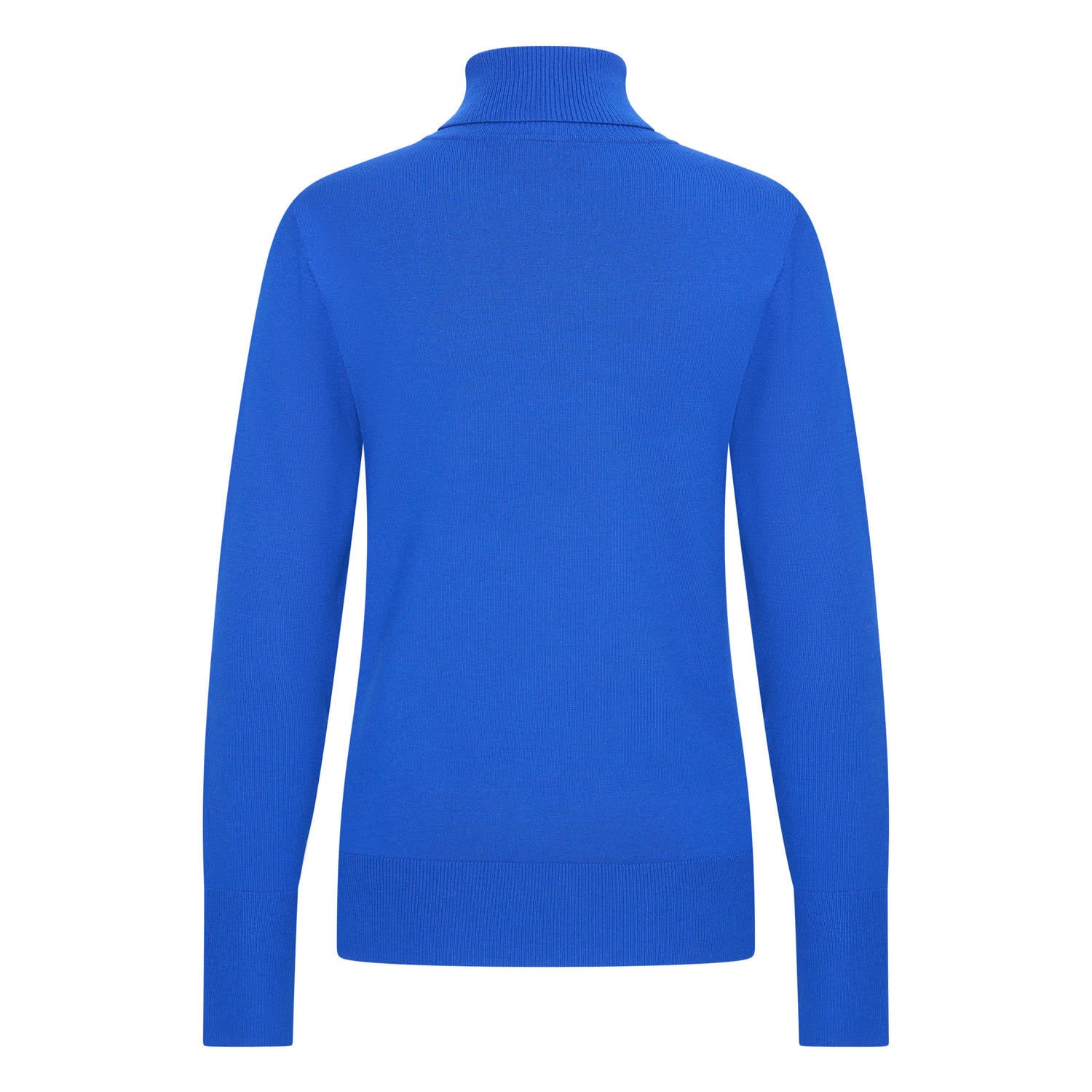 Claudia Sträter aansluitende coltrui blauw