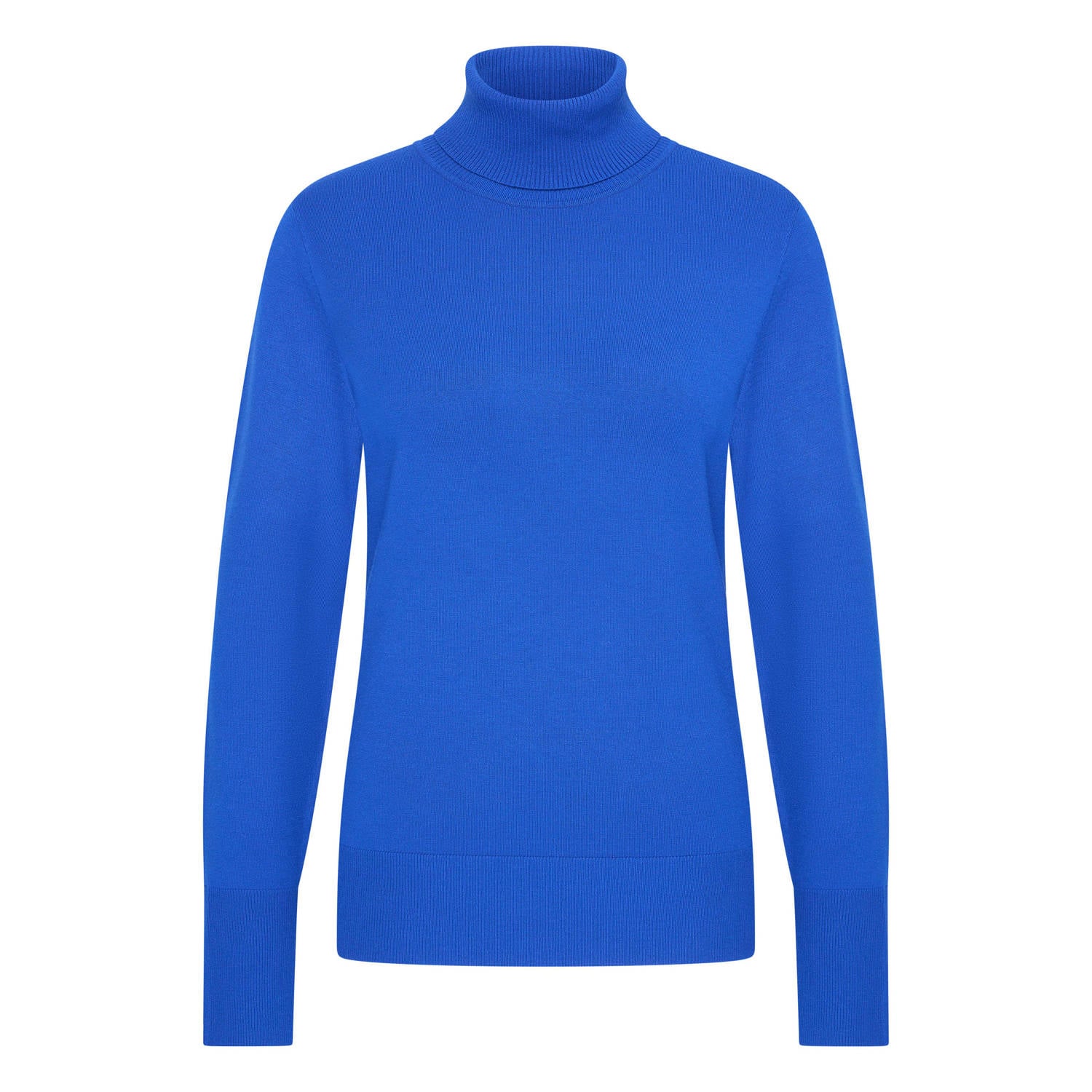 Claudia Sträter aansluitende coltrui blauw