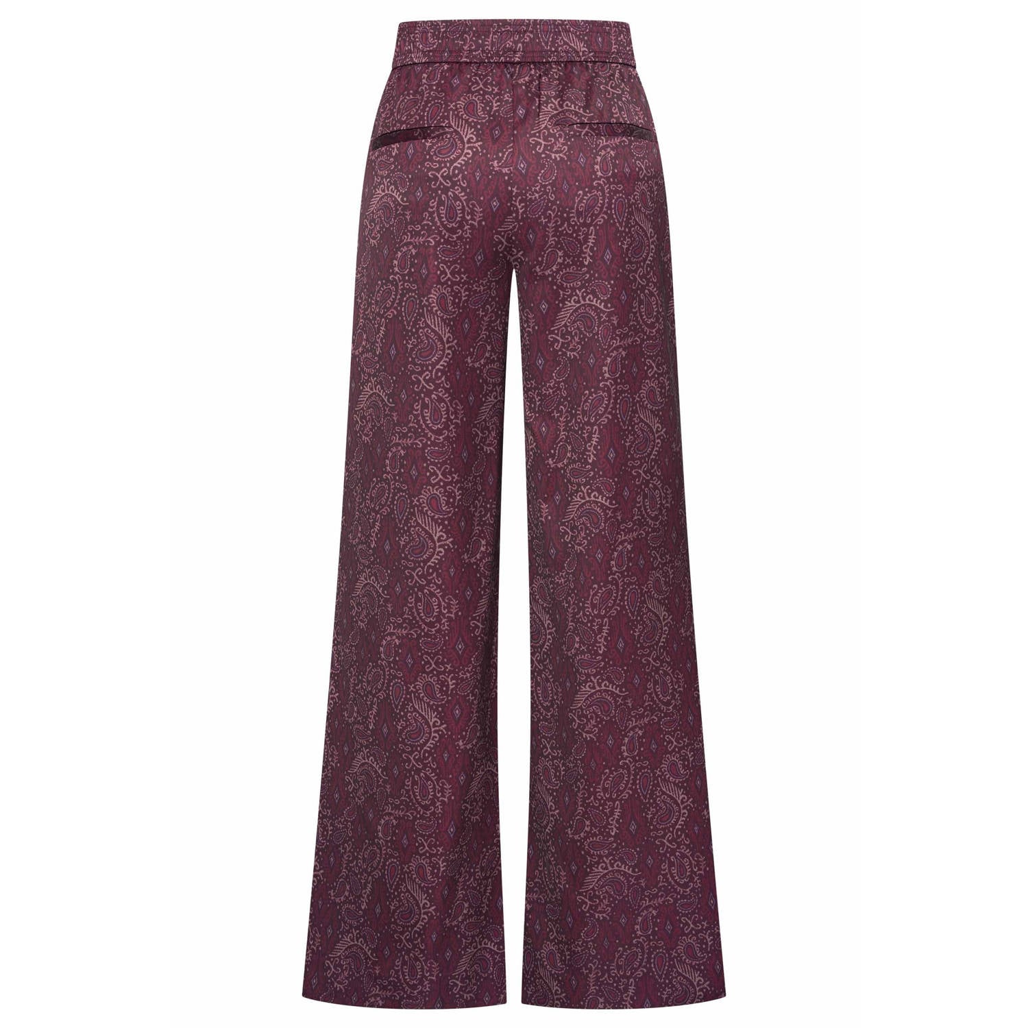 Expresso wide leg broek met paisley donkerrood