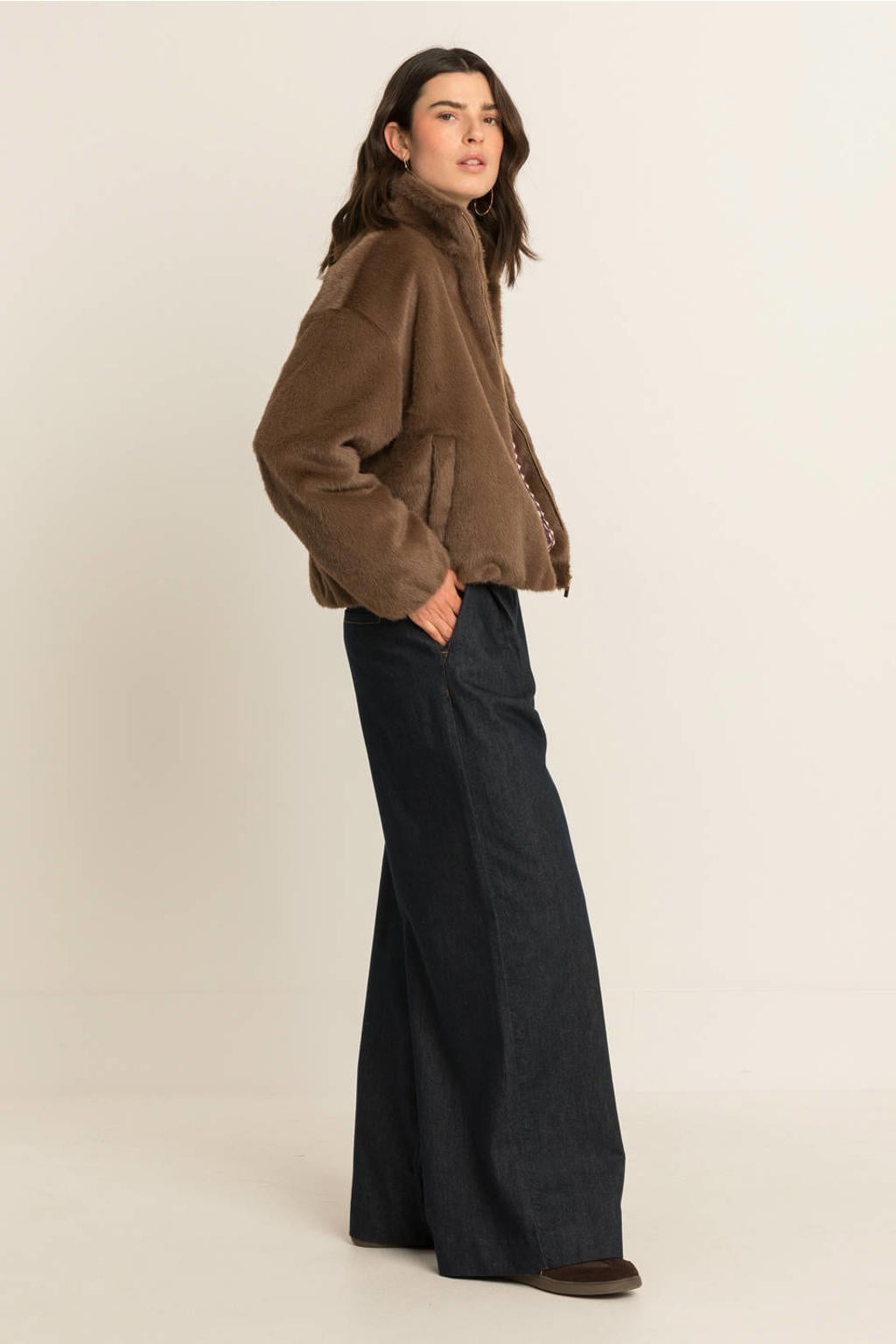 Expresso faux fur winterjas - bruin