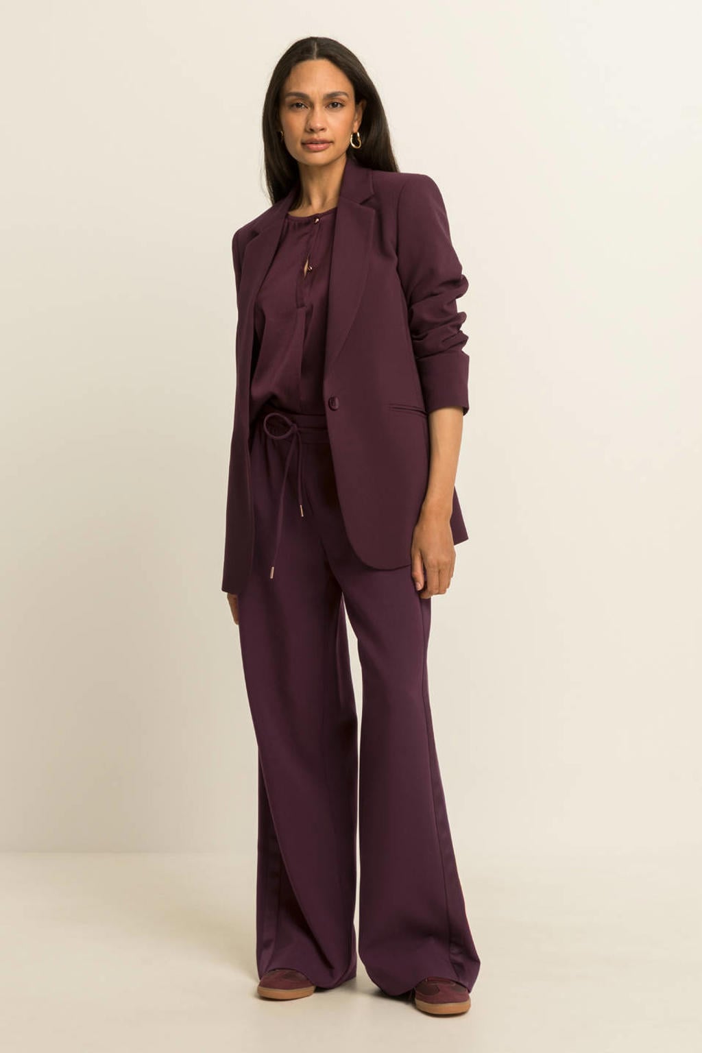 Expresso wide leg broek - aubergine