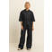 Expresso denim blousetop met ceintuur - donkerblauw