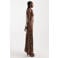 TOPSHOP gestreepte maxi jurk met stippen - donkerbruin