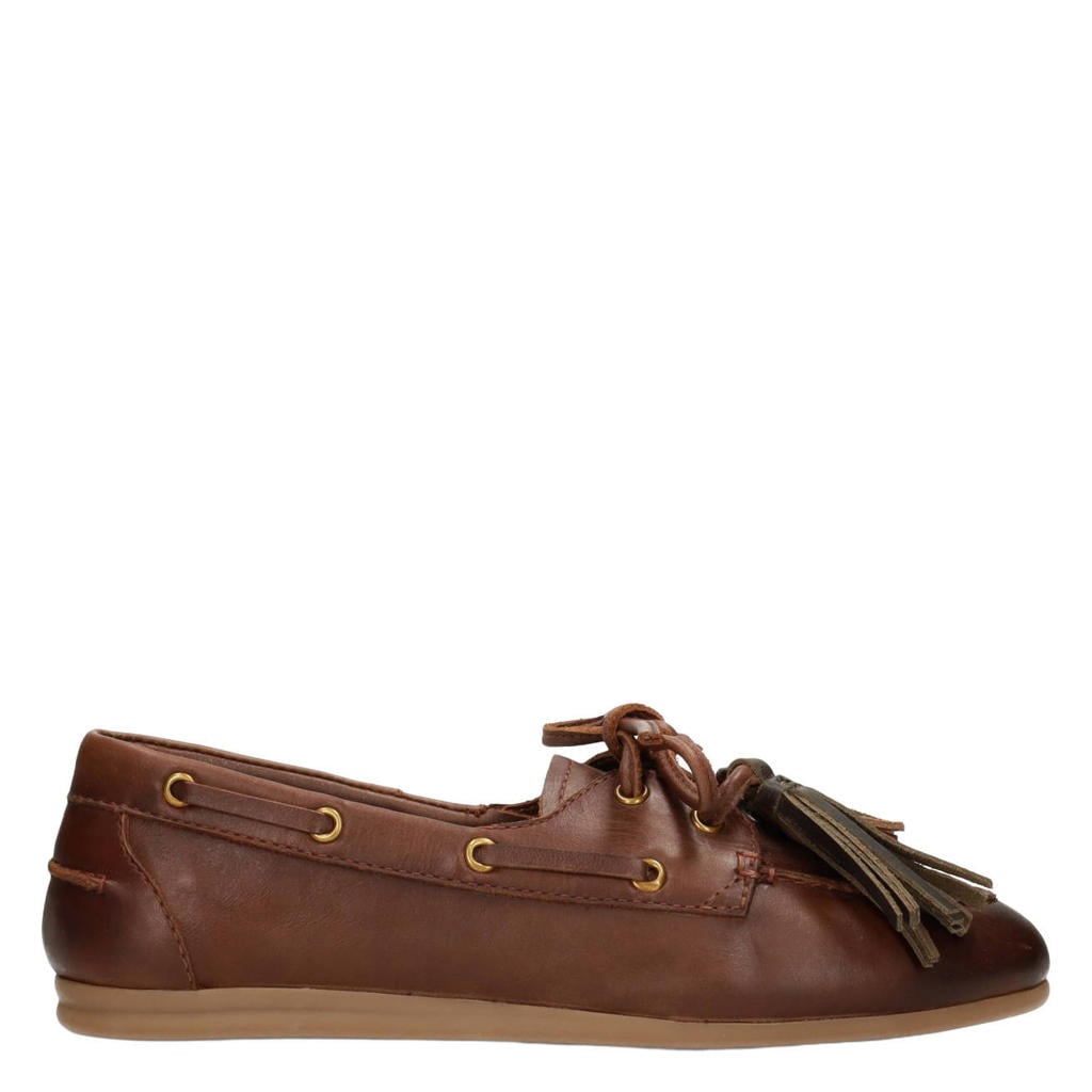 Bruine dames Poelman Vita leren bootschoenen -