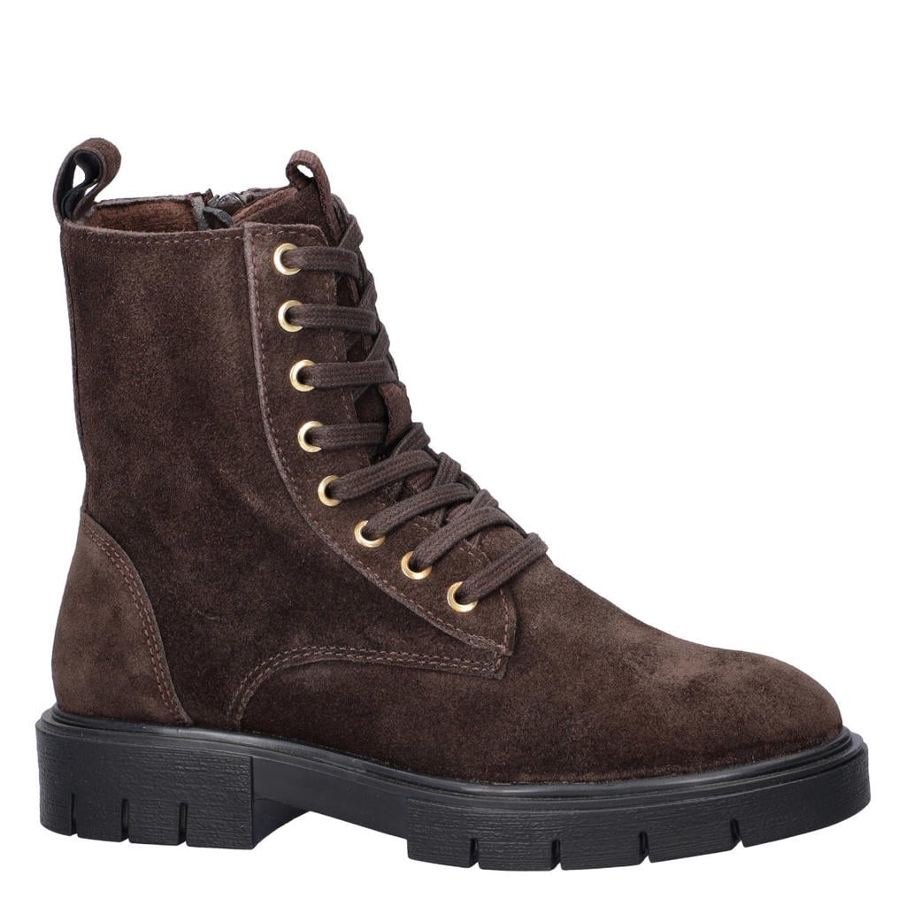 Bruine meisjes Nelson Kids suède enkelboots met profielzool -