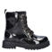 Nelson Kids lakleren enkelboots met profielzool en glitters - zwart