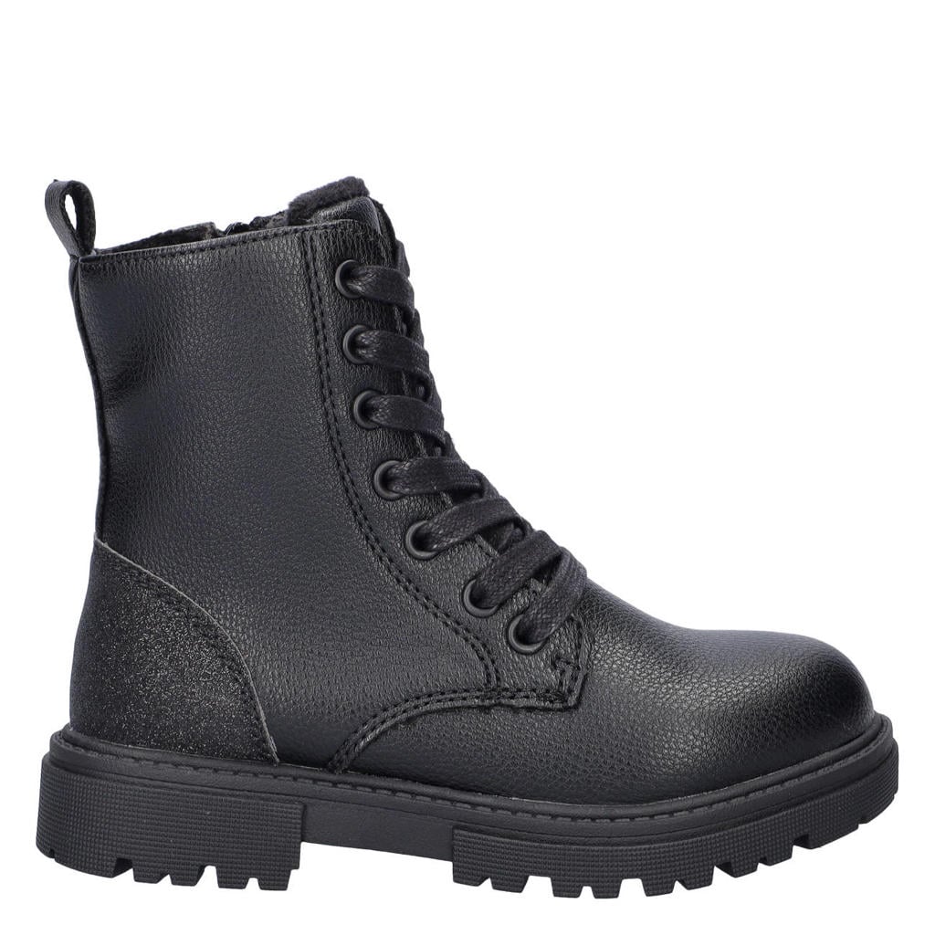 Zwarte meisjes Nelson Kids enkelboots met profielzool -