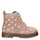 Nelson Kids suède enkelboots met profielzool en print - beige/roze