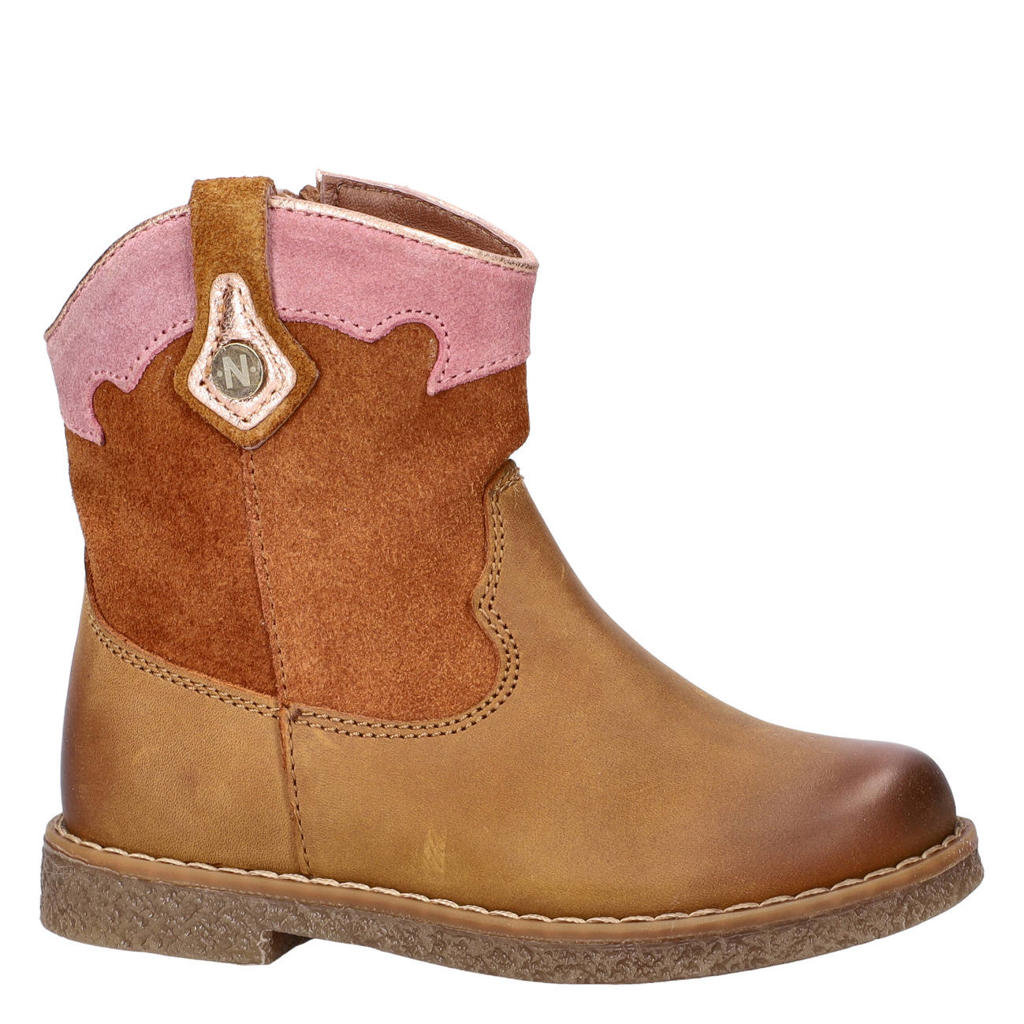Nelson Kids leren laarzen - cognac/roze