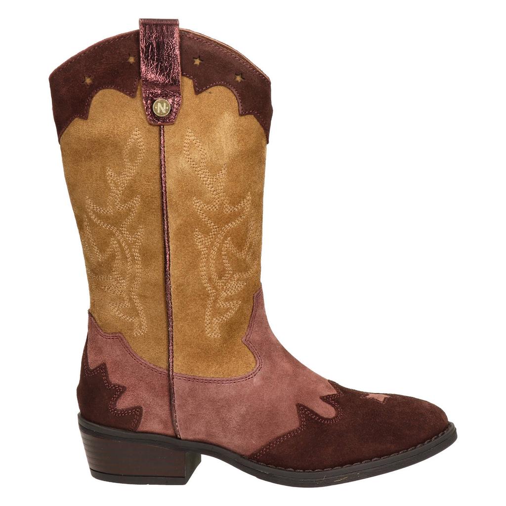 Nelson Kids western suède laarzen - bruin/roze