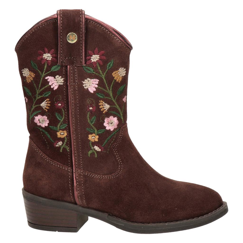 Nelson Kids western suède laarzen met borduursels - donkerrood