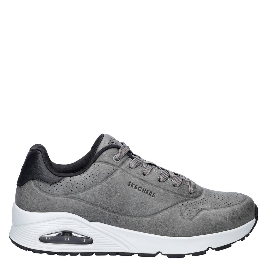Antraciete heren Skechers Uno sneakers - van imitatieleer met veters
