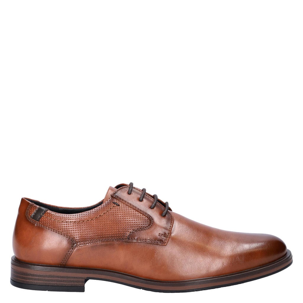Cognackleurige heren Nelson leren veterschoenen -