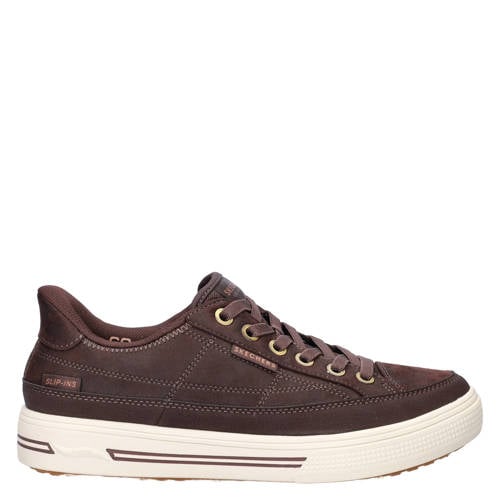 Skechers Hands Free Slip-In Arch Fit Arcade suède sneakers bruin